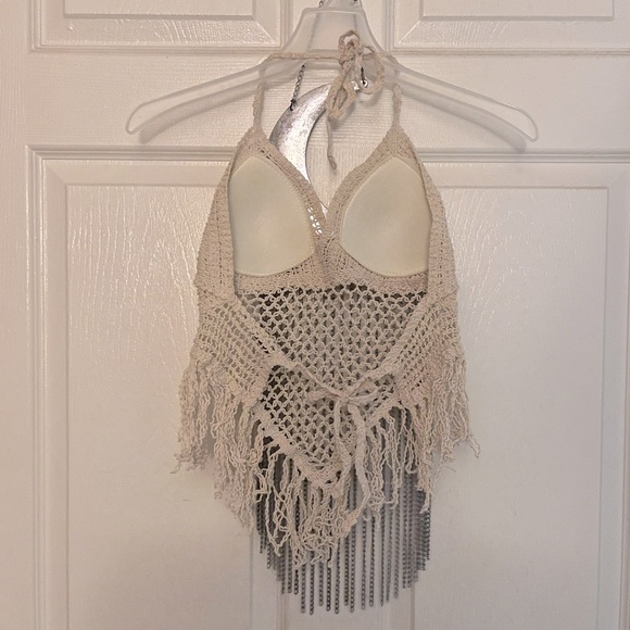 Fringe Crochet Backless Halter Top - Picture 2 of 2